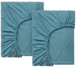 ledieu® IKEA LEN Fitted Sheet for Bed, Babycot; Turquoise (2 PC)