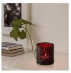 ledieu® IKEA KNASTRIGT Metal Lantern with Glass; Lantern for Candle / Tealight; Red 12 cm (5")